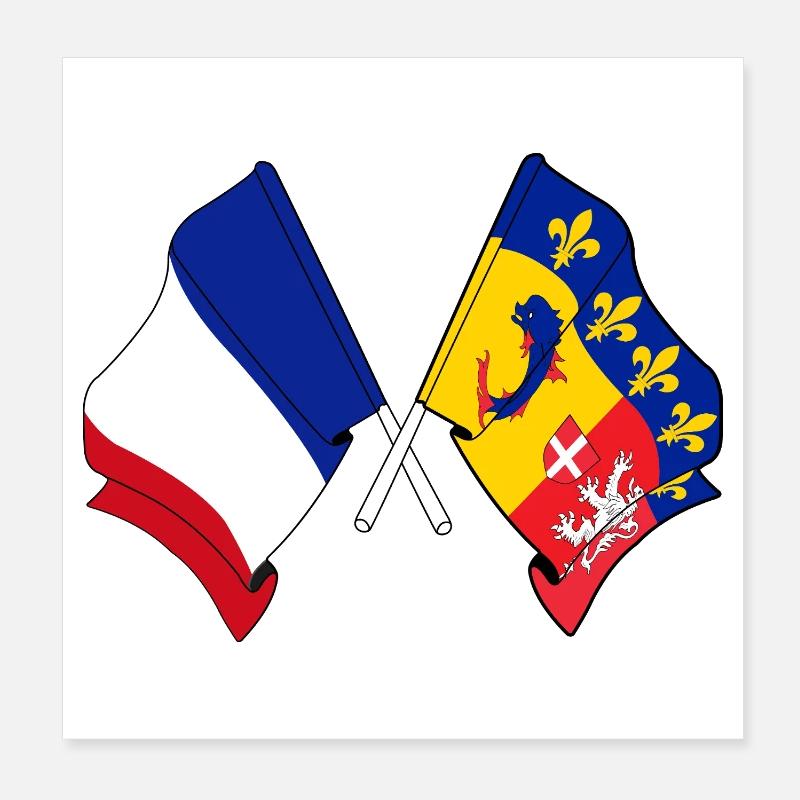 Rhône-Alpes-Herzfrequenz FR Poster 20x20 cm