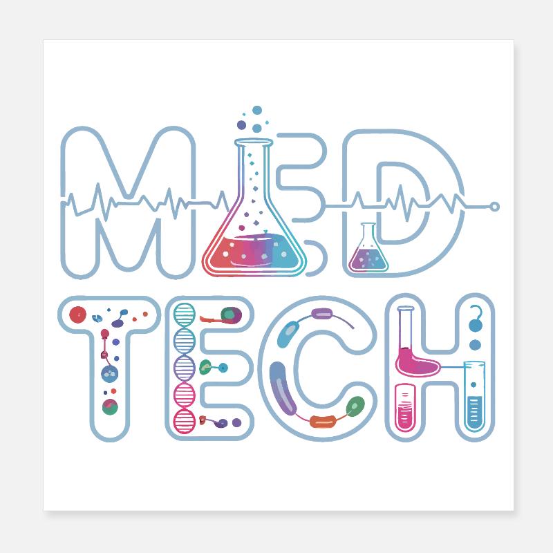 MedTech Labor Neon Wissenschaftsdesign - Poster 20x20 cm - Weiß