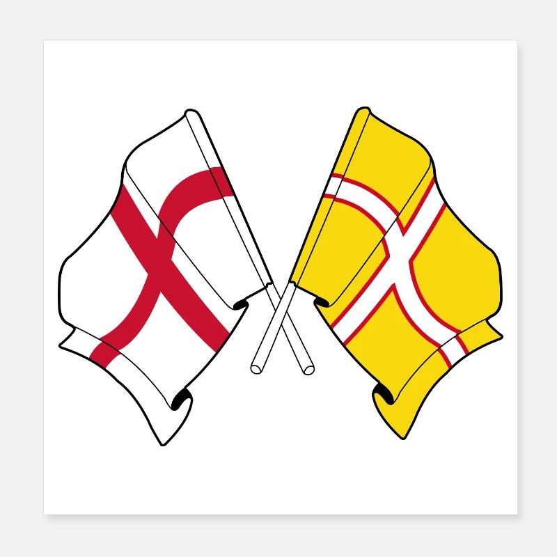 Dorset & England Cross Poster 20x20 cm