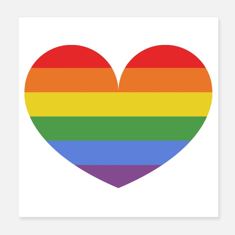 Regenbogenherz - Poster 20x20 cm - Weiß
