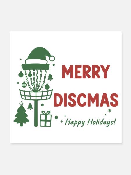 Fröhliche Discmas Frohe Feiertage Disc Golf Korb - Poster 20x20 cm - Weiß - Vorne