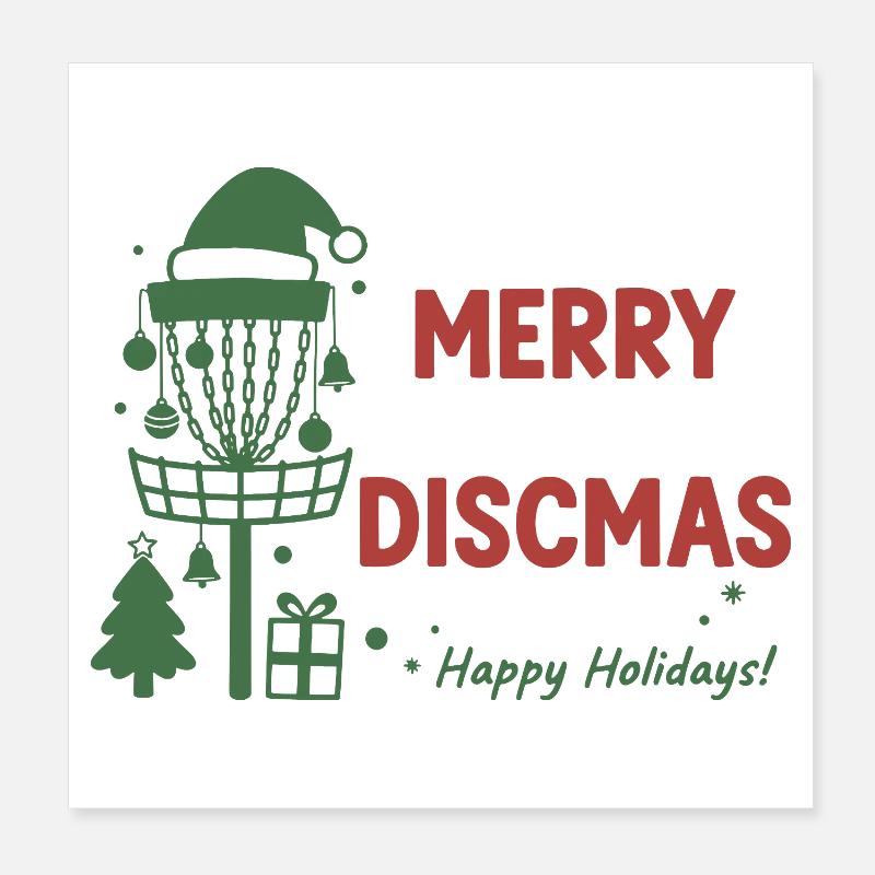 Fröhliche Discmas Frohe Feiertage Disc Golf Korb Poster 20x20 cm