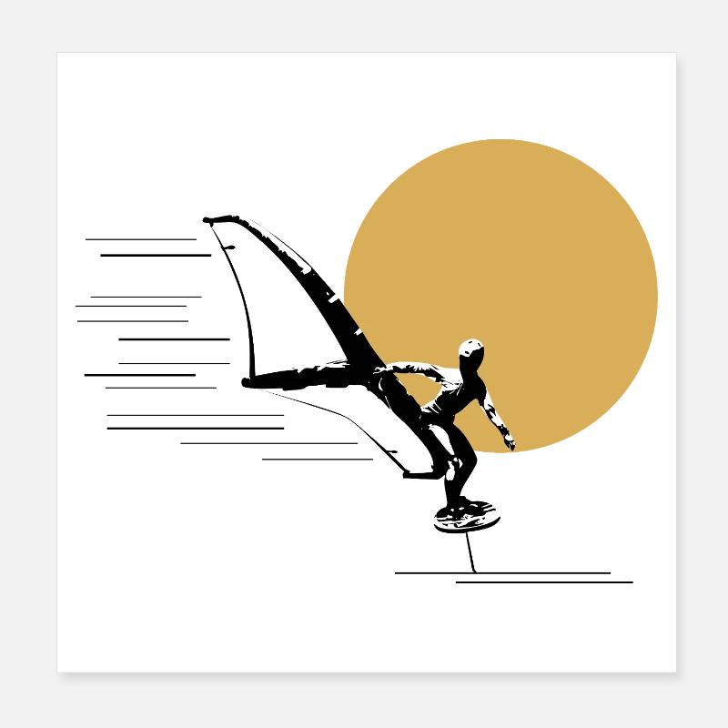 Wingfoiler vor Sonne Poster 20x20 cm