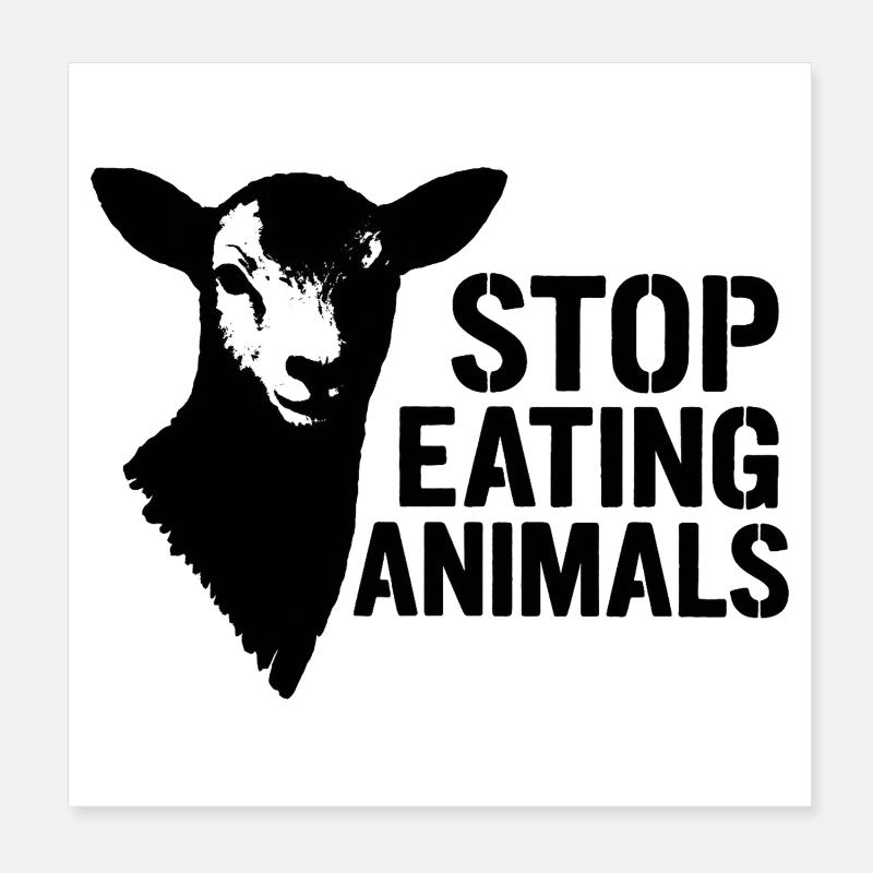 Alpaca Stop Eating Animals Poster 20x20 cm