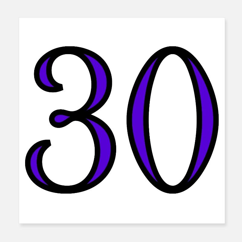 30. 30 YEARS. 30th ANNIVERSARY. 30 YEARS ANNIVERSARY. Poster 8" x 8" (20x20 cm)