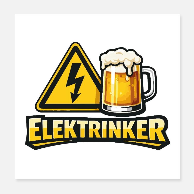 Elektrinker – jeu de mots sur Electrician & Drink Poster 20 x 20 cm