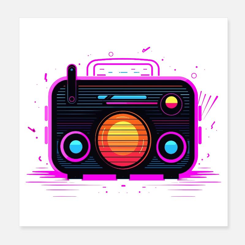Retro Radio Retrowave - Poster 20x20 cm - Weiß