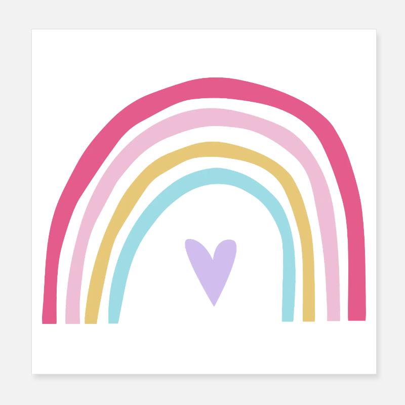 Rose pastel arc-en-ciel violet Poster 20 x 20 cm