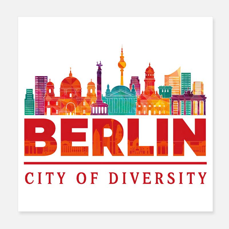 Berlin Skyline – Ville du design de la diversité Poster 20 x 20 cm