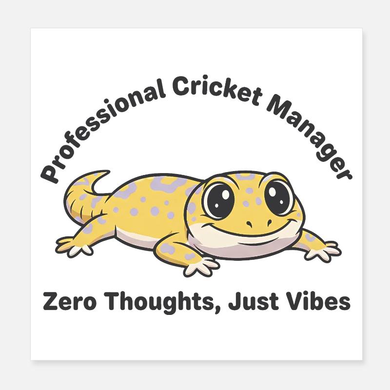 Zero Thoughts Just Vibes Gecko Poster 20 x 20 cm