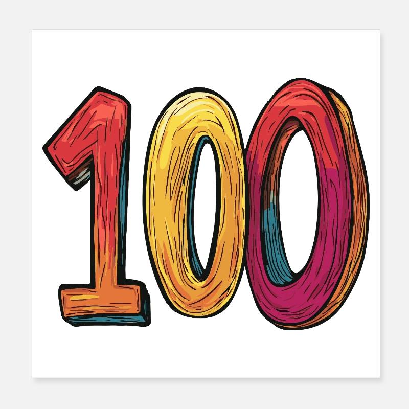 100 Number Colorful Poster 8" x 8" (20x20 cm)