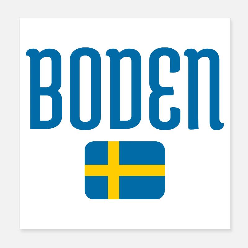 Boden Sweden Flag Typography Poster 8" x 8" (20x20 cm)