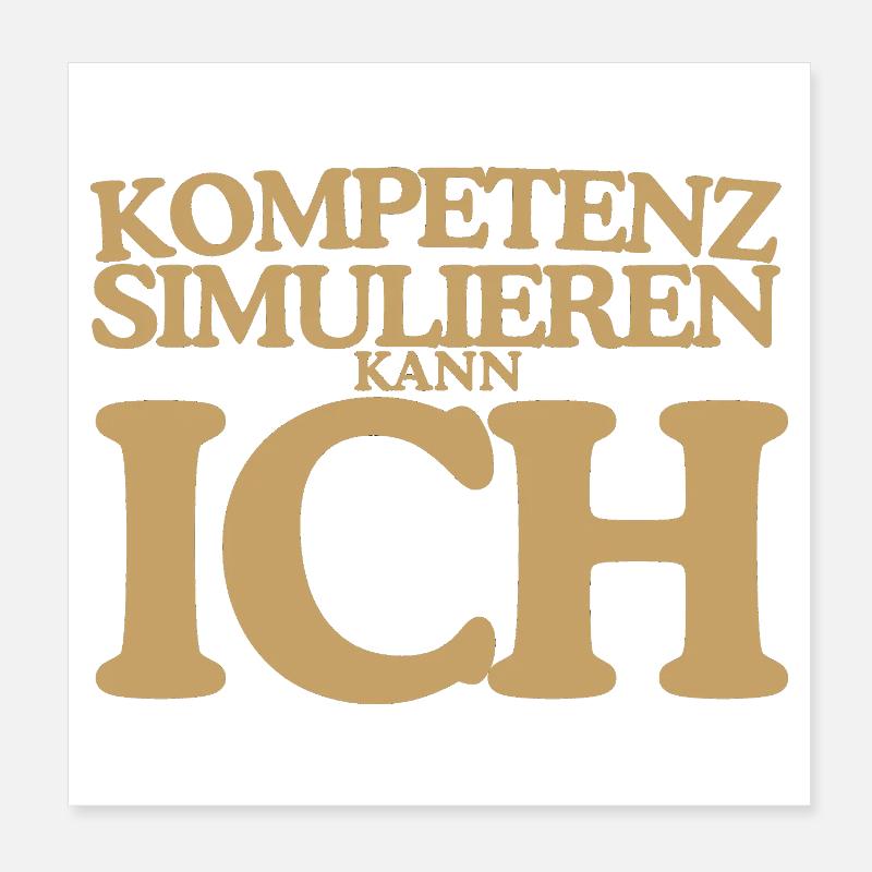 Kompetenz simulieren kann ich Retro Design Poster 20x20 cm