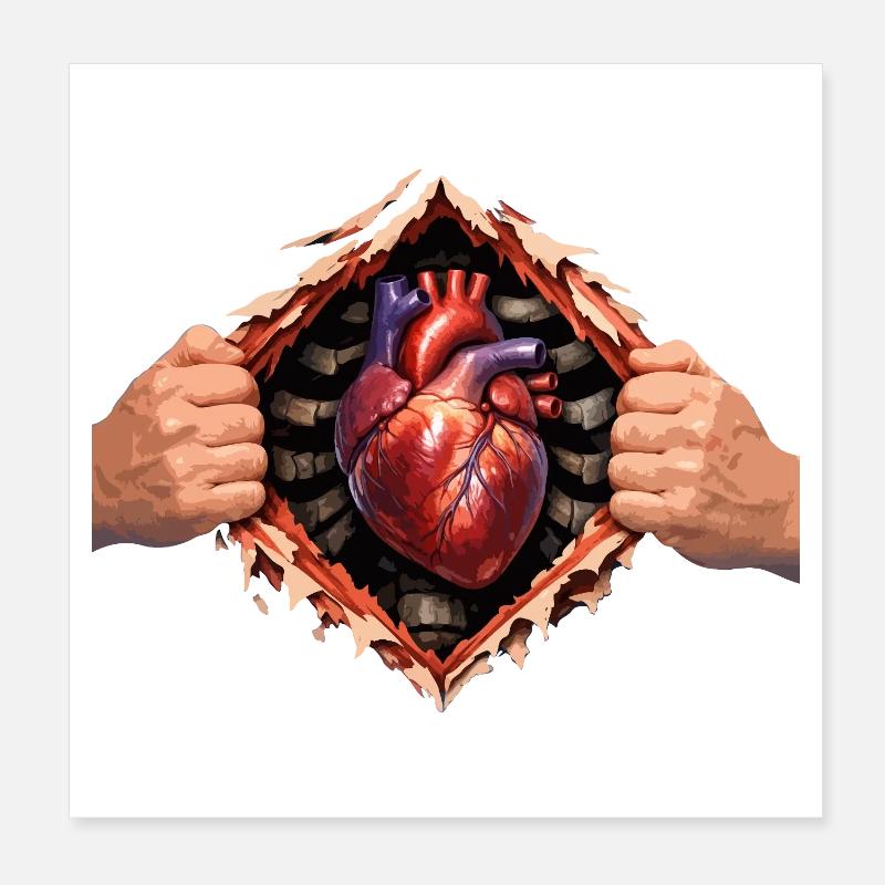 Heart through bursting casing Poster 8" x 8" (20x20 cm)