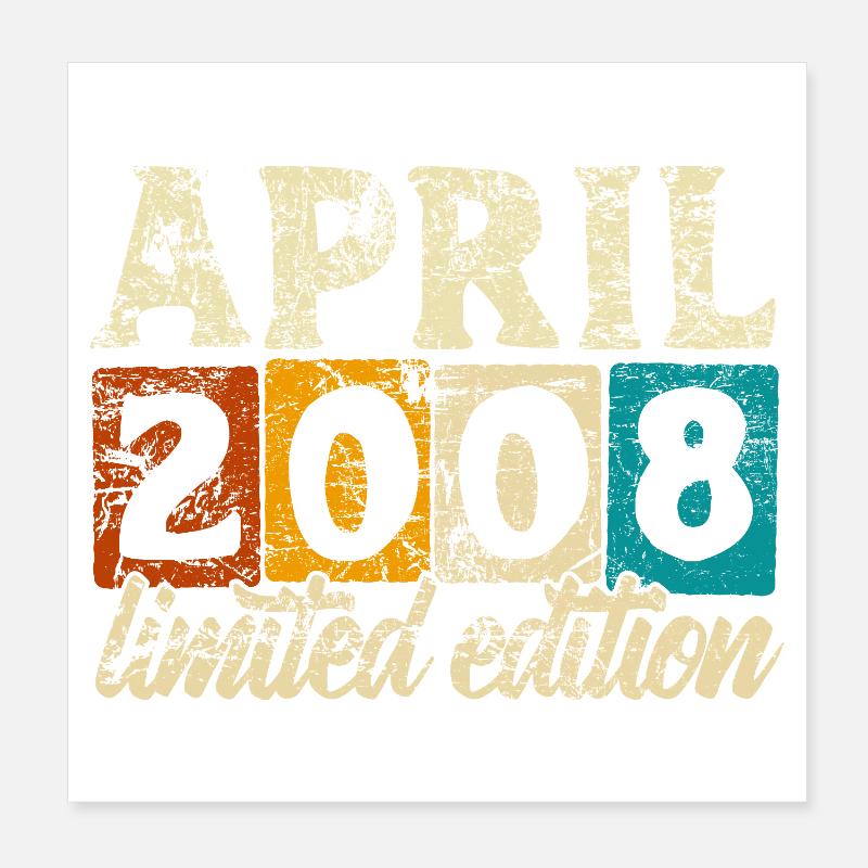 Vintage Limited Edition April 2008 Geburtstag Poster 20x20 cm
