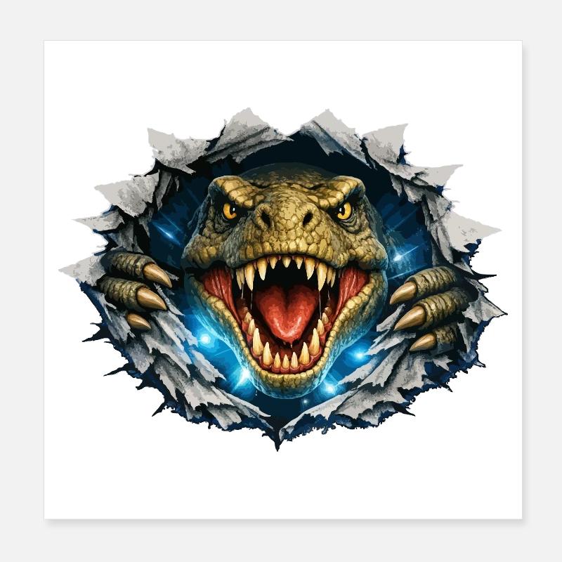 Percée du T-Rex à partir du crack Poster 20 x 20 cm