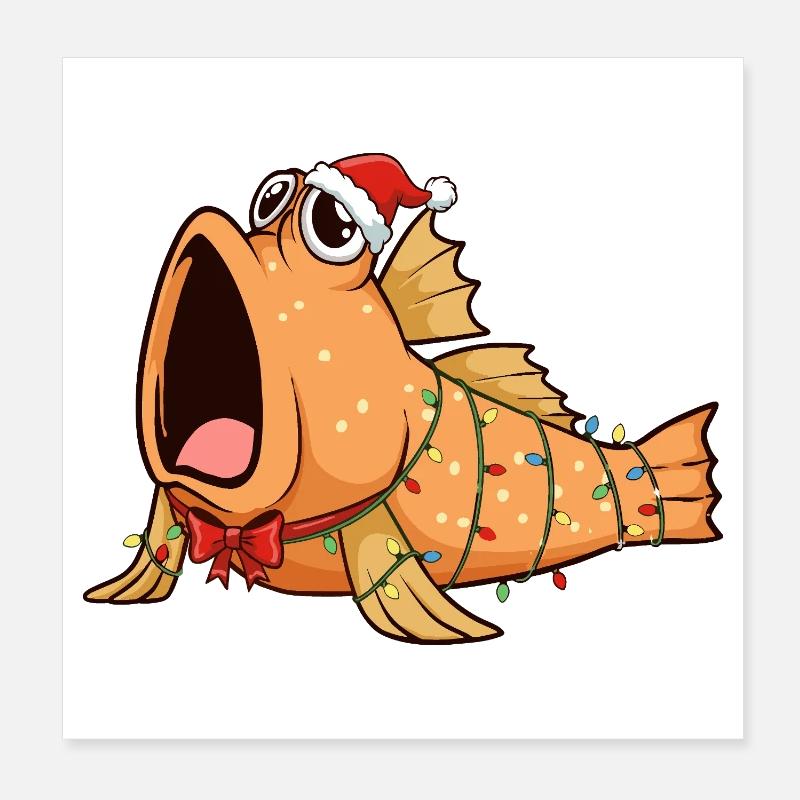 Funny Mudskipper - Christmas Poster 8" x 8" (20x20 cm)