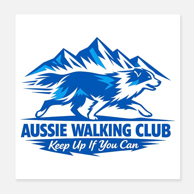 Promenade de chiens du Aussie Walking Club Poster 20 x 20 cm