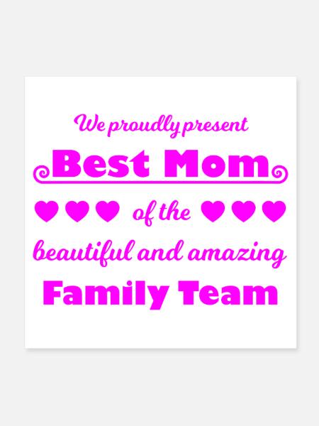 Meilleure équipe de maman – Family Joy Pink - Poster 20 x 20 cm - blanc - Devant