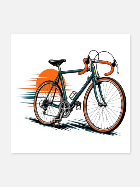Icône de vélo sur fond ensoleillé - Poster 20 x 20 cm - blanc - Devant