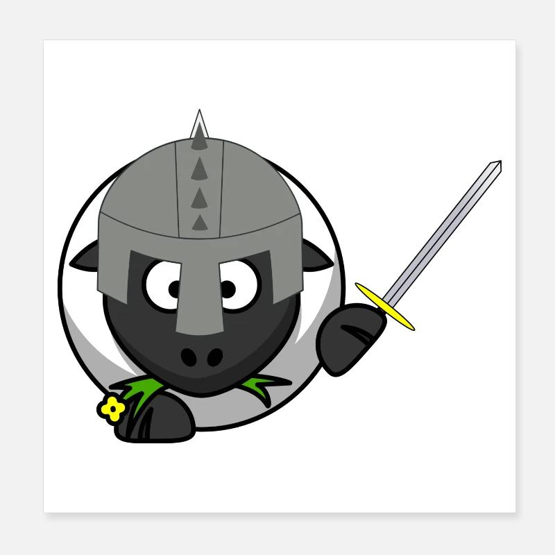 KnightSheep in battle Poster 8" x 8" (20x20 cm)