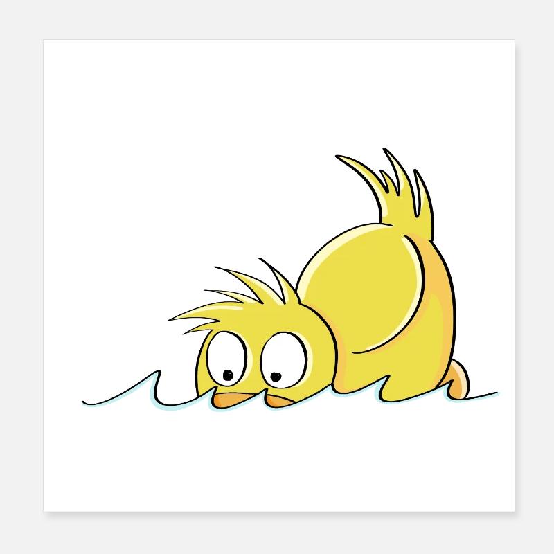 Tauchende Ente - Entchen Comic Poster 20x20 cm