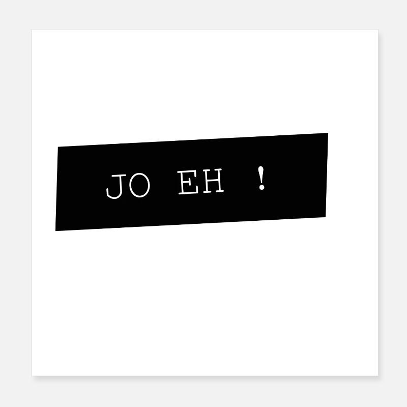 JO EH Typo auf Schwarz - Poster 20x20 cm - Weiß