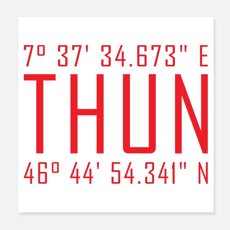 Coordonnées de Thun – Déclaration de faute de frappe rouge Poster 20 x 20 cm
