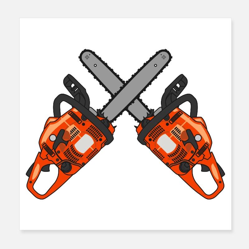 Croix de tronçonneuse - Poster 20 x 20 cm - blanc