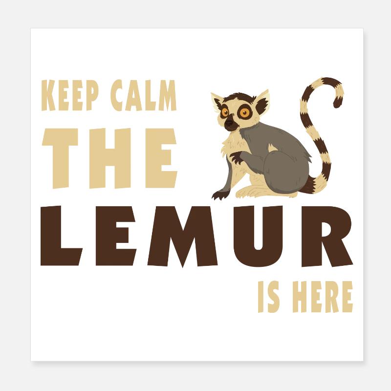 Keep Calm Lemur is here / Geschenk Poster 20x20 cm