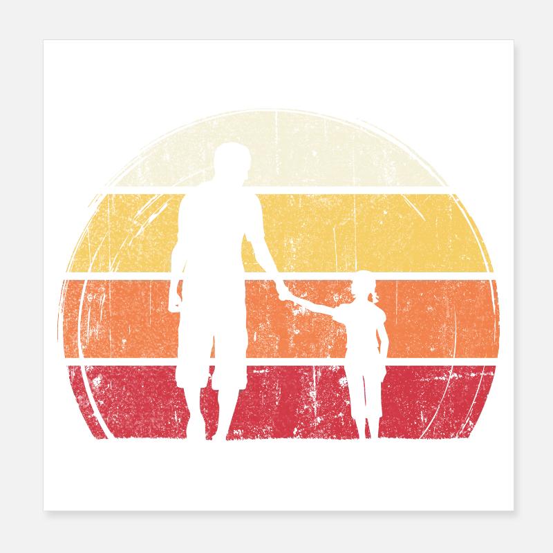 Sunset Silhouette: Vater und Kind Poster 20x20 cm