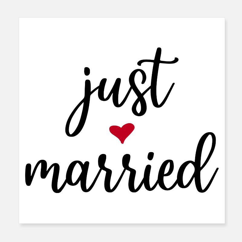 Just Married Idée cadeau - Poster 20 x 20 cm - blanc