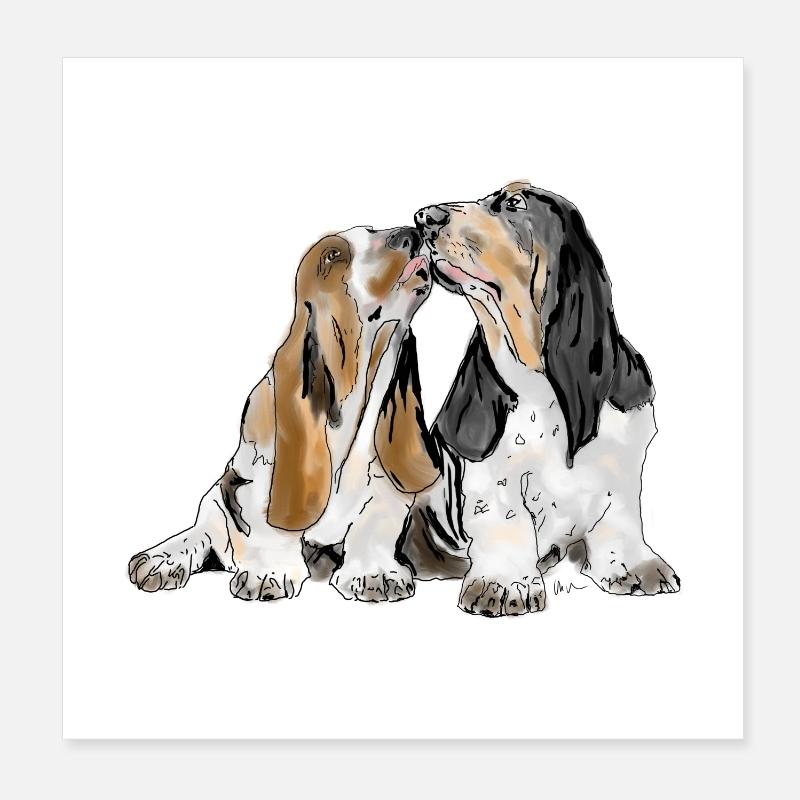 Basset Poster 20 x 20 cm