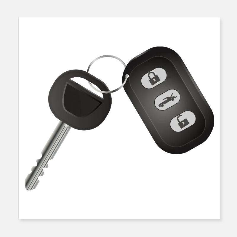 Single car key with radio remote control Poster 8" x 8" (20x20 cm)