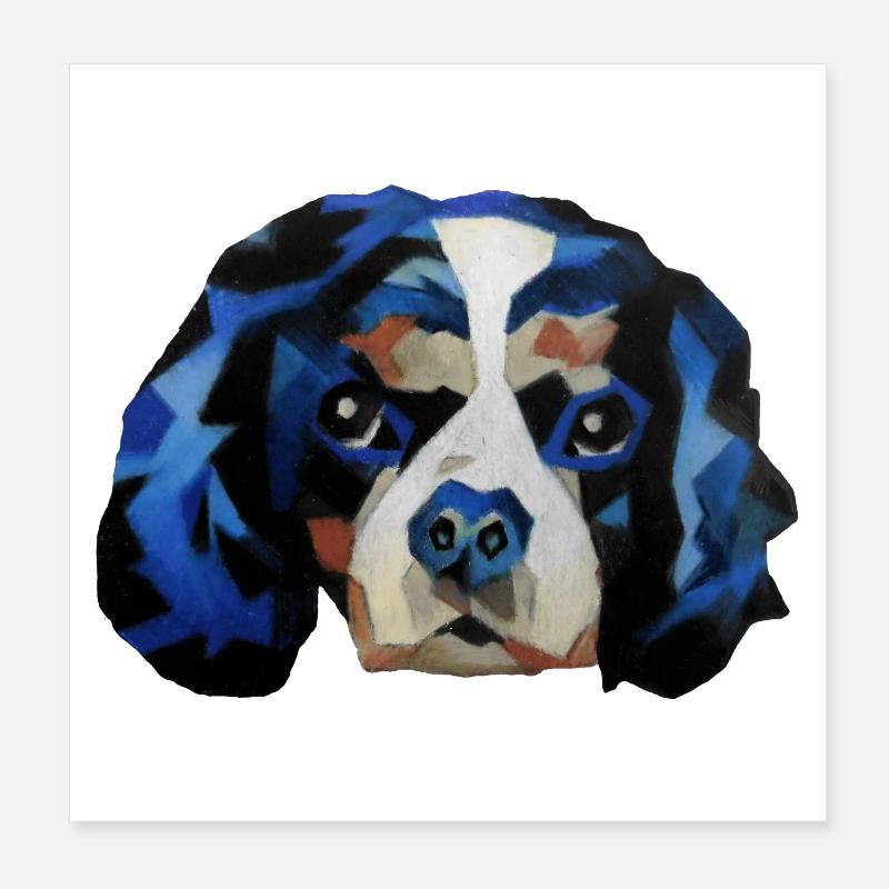 Épagneul Cavalier King Charles - Poster 20 x 20 cm - blanc