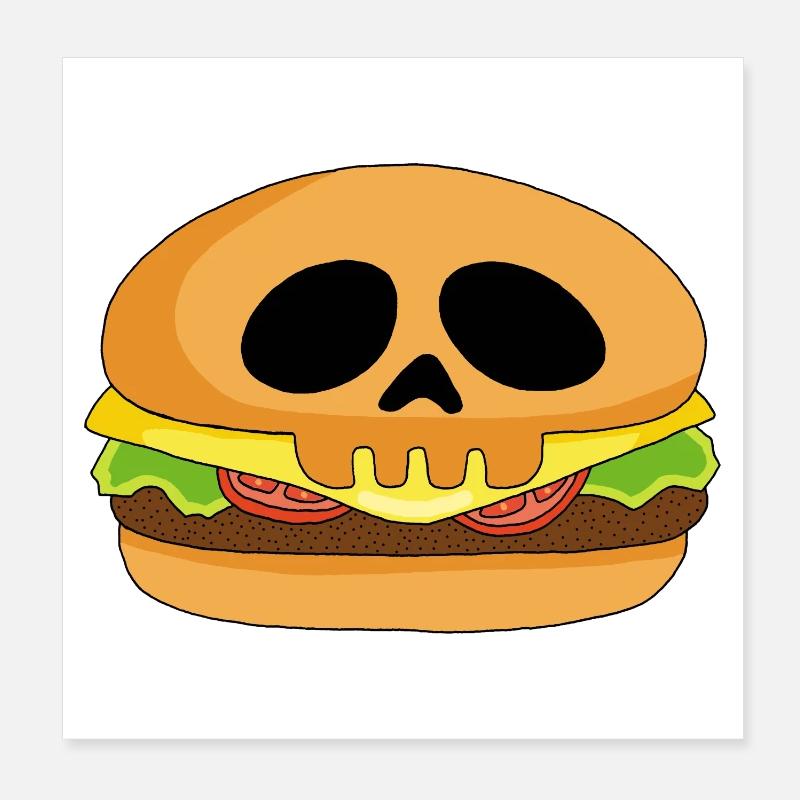 Burger skull Poster 8" x 8" (20x20 cm)