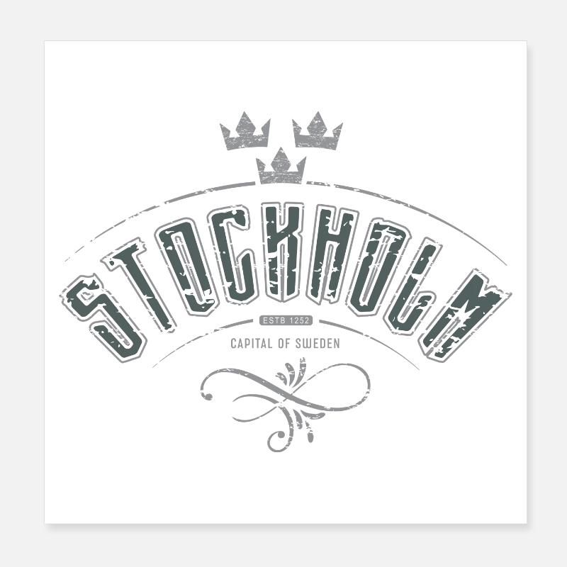 Stockholm 2-fäger - Poster 20x20 cm - Weiß