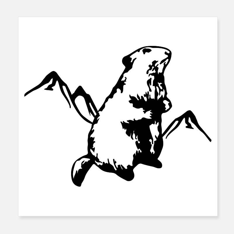 Murmeltier mit Bergen Poster 20x20 cm