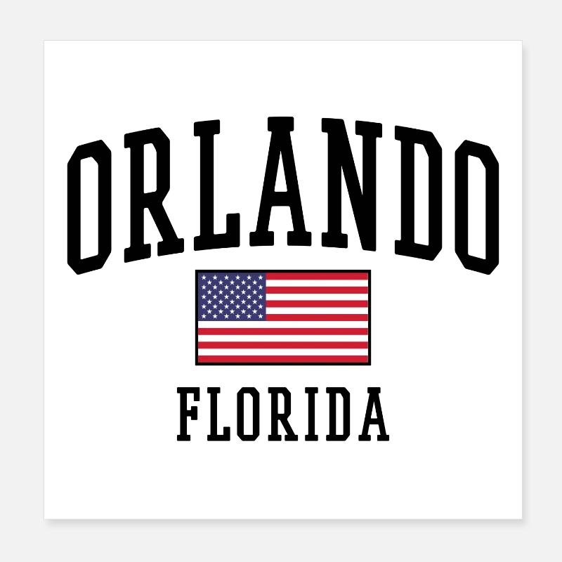 Orlando : Design en Floride avec drapeau américain Poster 20 x 20 cm