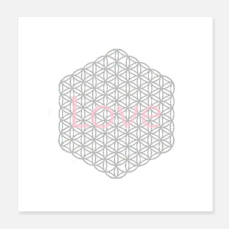 Fleur de Vie - 5ème Dimension - argent - amour Poster 20 x 20 cm