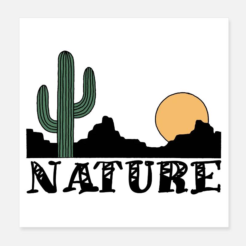 Nature et désert noir Poster 20 x 20 cm