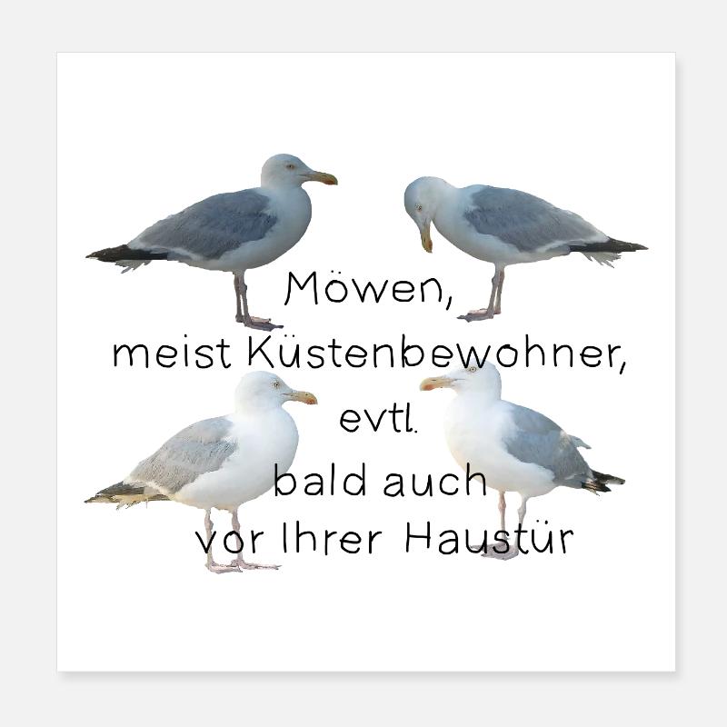 Möwen mit Spruch - Poster 20x20 cm - Weiß