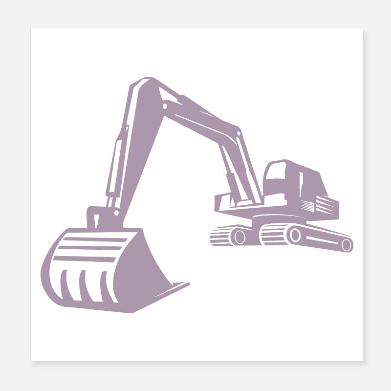 Excavator Silhouette, Precise Design for Poster 8" x 8" (20x20 cm)
