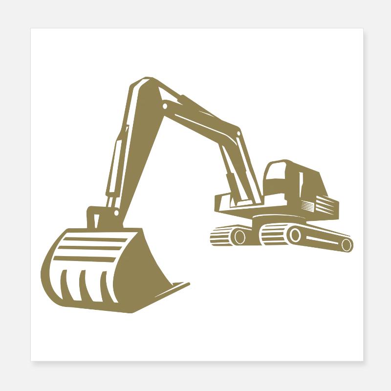 Excavator Silhouette, Precise Design for Construction Equipment Poster 8" x 8" (20x20 cm)