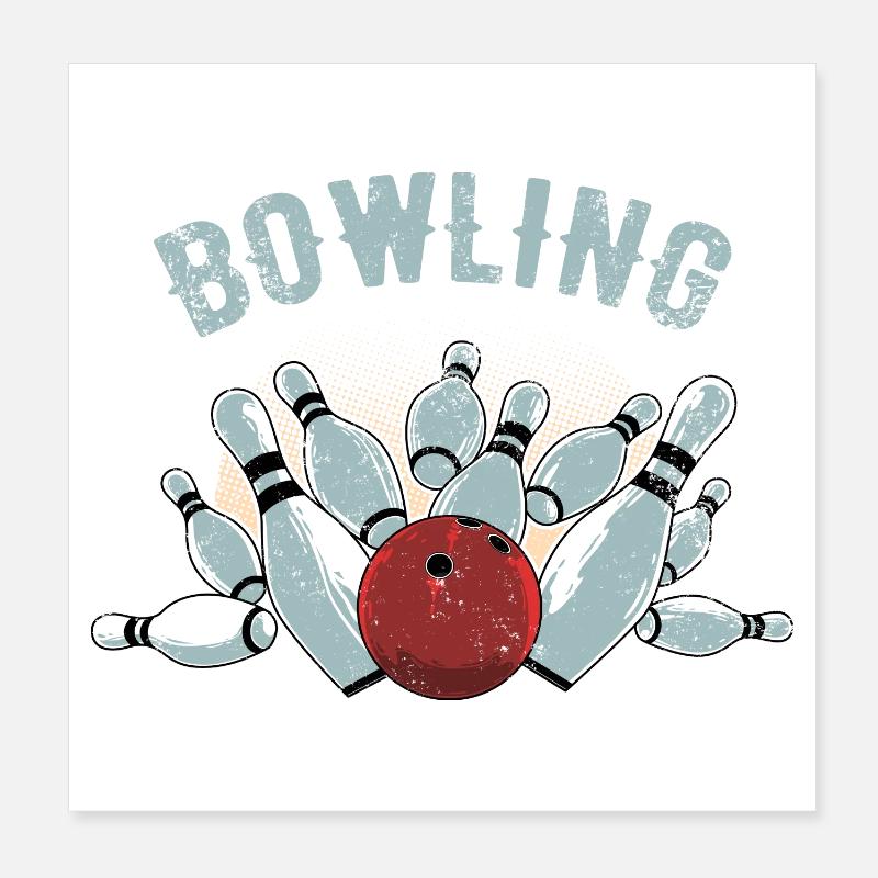 Bowling Strike Sketch Poster 8" x 8" (20x20 cm)