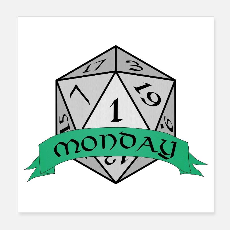 Monday Dice Emblem Poster 8" x 8" (20x20 cm)