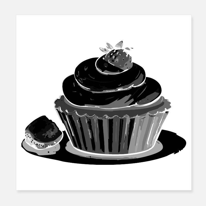 Cupcake Strawberry Poster 8" x 8" (20x20 cm)