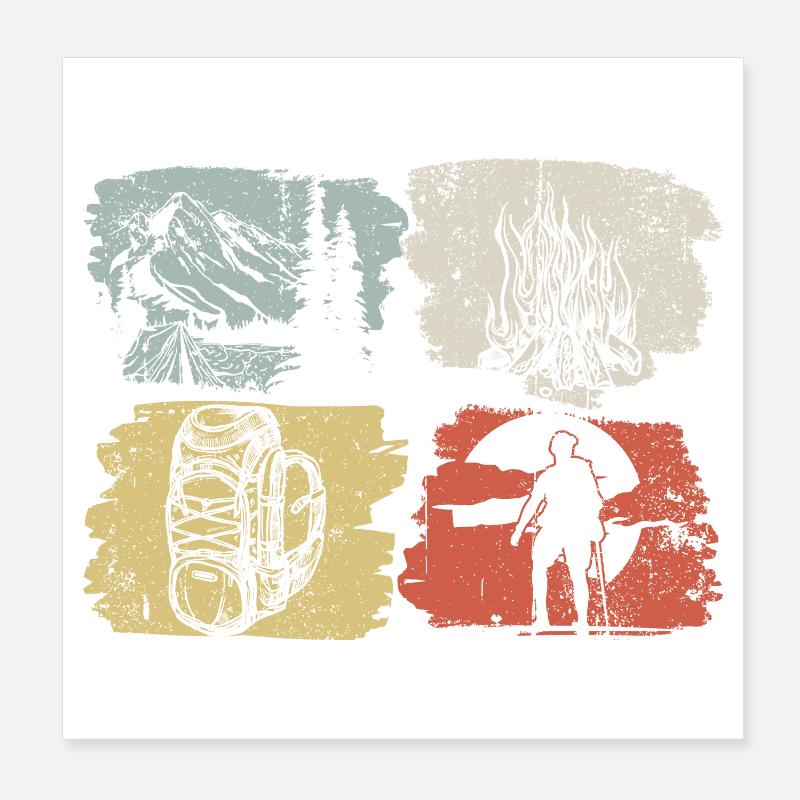 Sentiers de feu de camp et pins Poster 20 x 20 cm