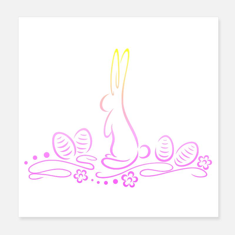 Silhouette de lapin de Pâques avec des œufs de Pâques Poster 20 x 20 cm