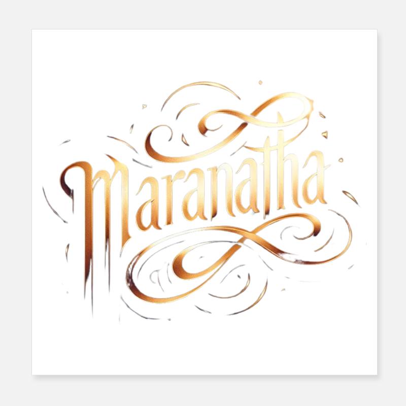 Tourbillons d’écriture en or maranatha Poster 20 x 20 cm